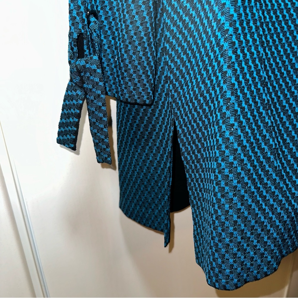 Misook Women’s Galactic Teal & Black Tie Cuff Tailored Knit Jacket- Size Large - Picture 6 of 13
